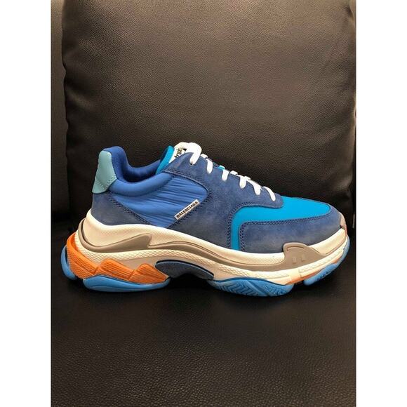 Balenciaga Triple S Sneaker V2 Blue Nylon Speed Flat Trainers 41 Mens US 8 - Picture 2 of 2